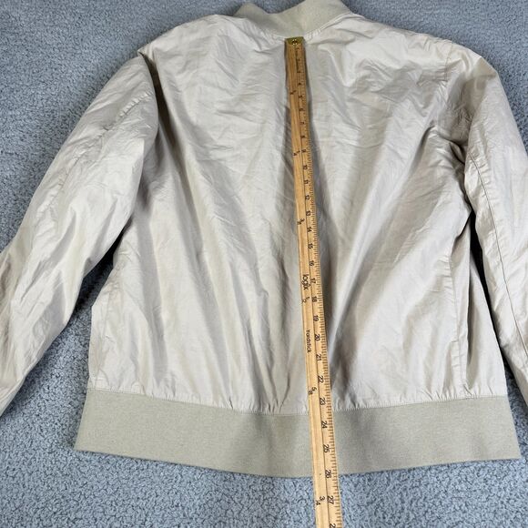 Uniqlo Bomber Jacket Mens L Beige Khaki Full Zip Lined Chore Barn Soft Shell - Picture 10 of 13